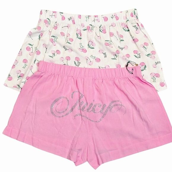 Juicy Couture 2-PK Cherry Print & Rhinestone Signature Logo Lounge Shorts - Picture 2 of 7